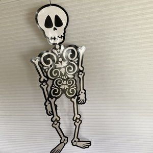 3 Lg Jointed Skeletons Halloween Decor Die Paper Cut 40" & 1 Spider Web 200 ft